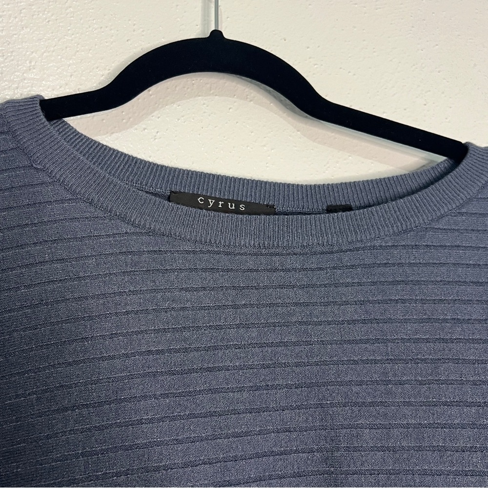 Cyrus gray long sleeved blue sweater w/ dolman sleeves. Sz L. Preowned. - Picture 2 of 9